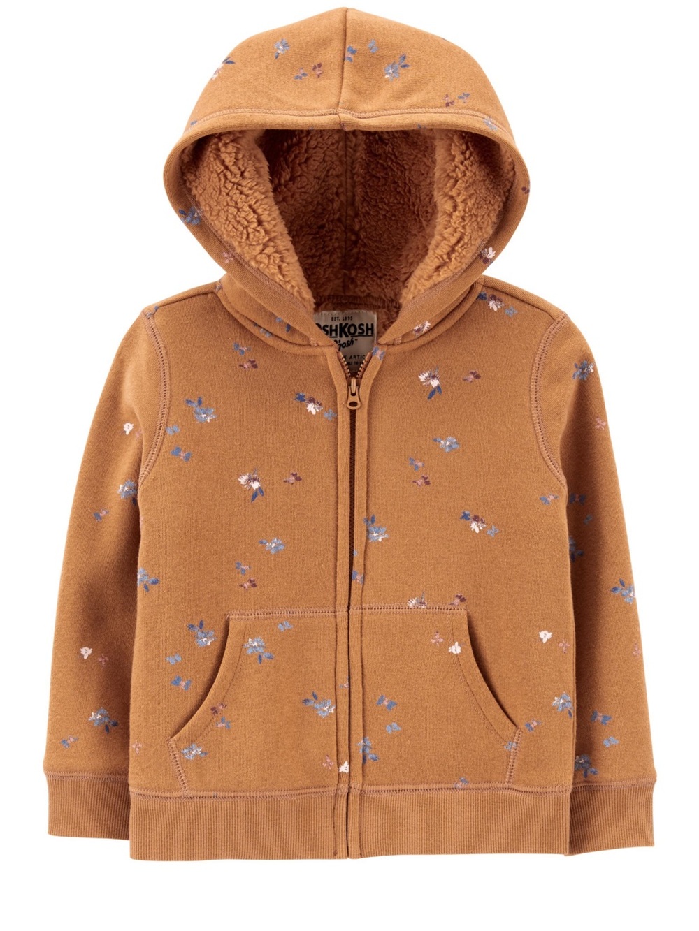 oshkosh B'gosh Kids' Brown Floral Sherpa-Lined Hoodie + Sweatpants set